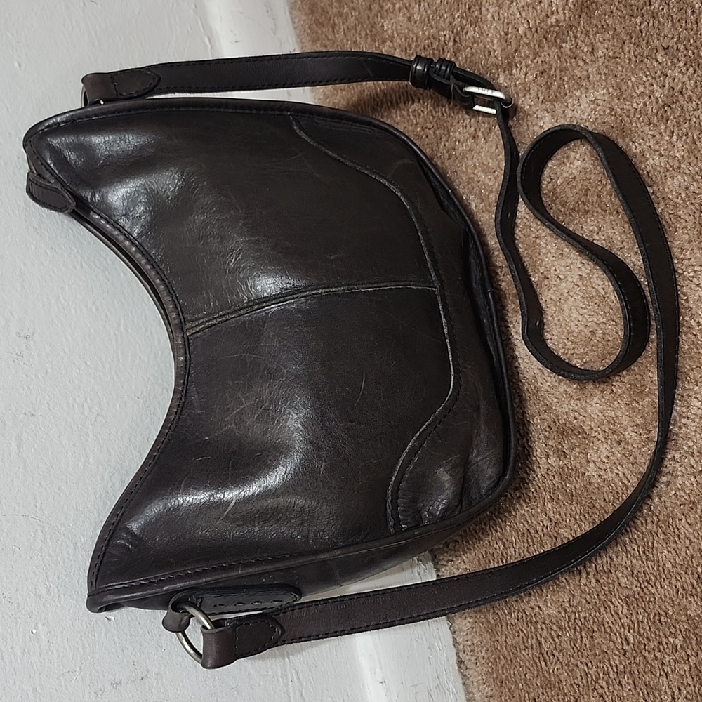 Frye Lucy Taupe Brown Gray Leather Shoulder Crossbody Purse Handbag Bag - Picture 2 of 13